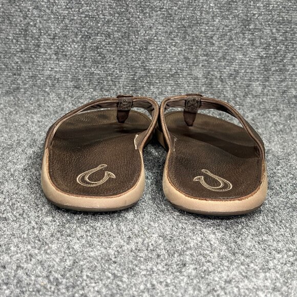 OluKai NUI Flip Flops Men's Size 10 Brown Leather Outdoor Beach Thong Sandals - Picture 5 of 11